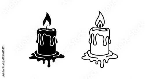 Black and white dripping candles illustration Vector