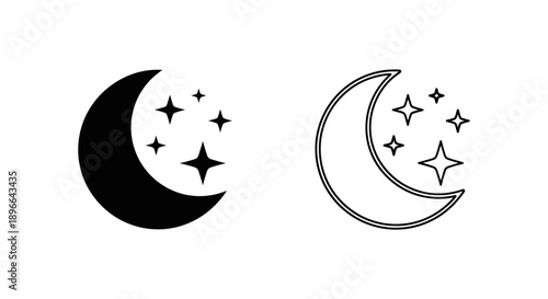 Moon crescent stars magic night sky Vector