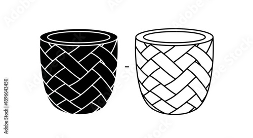 Modern woven pattern ceramic planters set Vector