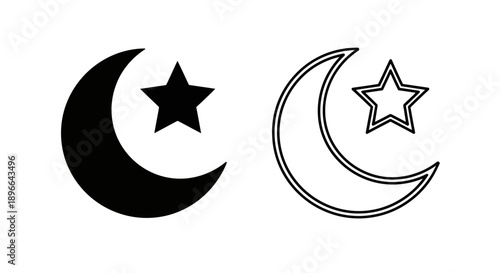 Islamic star and crescent symbol design Vector