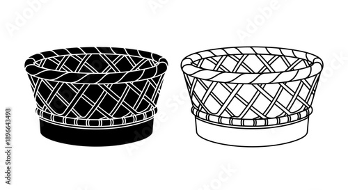 Modern basket design black white woven decorative Vector