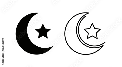 Moon star vector icon set night sky symbols Vector