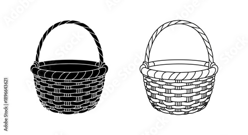 Handmade wicker basket set for home decor Vector