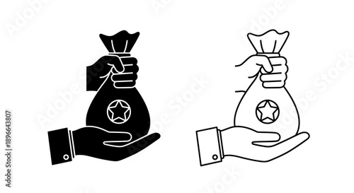 Hand holding money bag illustration Vector