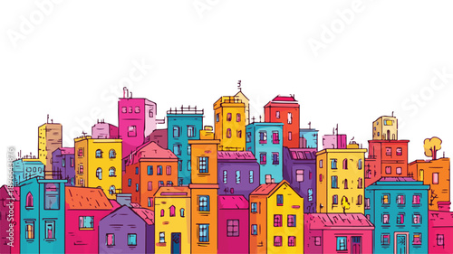 Vibrant City Background Cartoon Illustration for Creative Design Projects