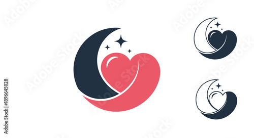 Heart Moon Logo Design Elements.
