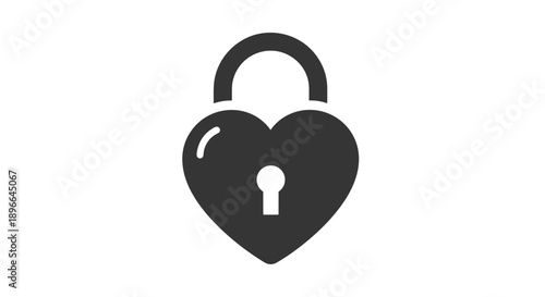 Heart Shaped Lock Icon Security Symbol.