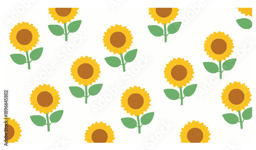 Cute Seamless Sunflower Pattern Vector with Cheerful Flat Floral Design