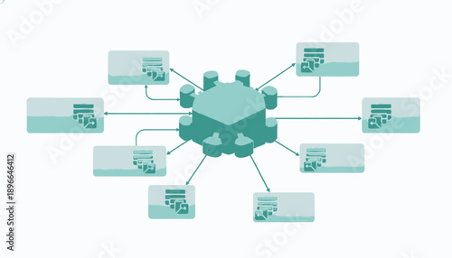 Centralized Network Diagram with Multiple Nodes and Connections.