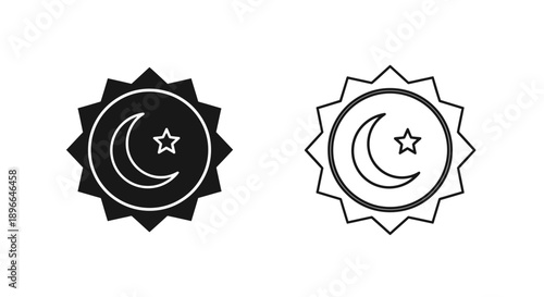 Islamic crescent moon star symbol vector Vector