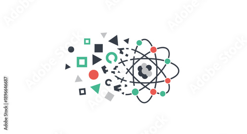 Colorful Atomic Structure Diagram Symbol.