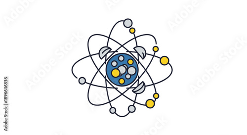 Detailed illustration of an atom model.