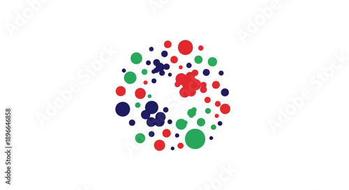 Colorful dots in circular pattern.
