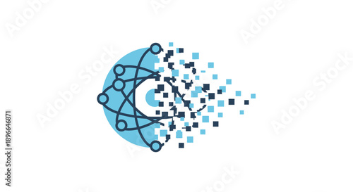 Digital Network Connection Globe Icon.