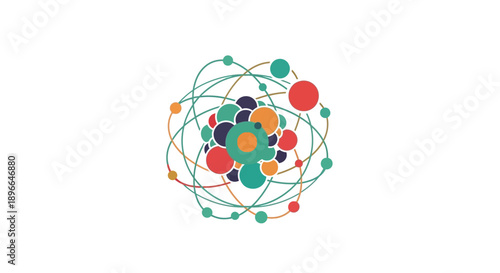 Colorful Atomic Structure Model Illustration.