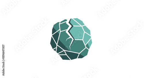 Teal soccer ball with cracks.