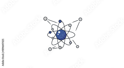 Detailed drawing of an atomic model.