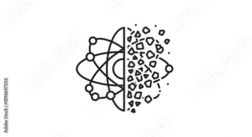 Brain with atoms and molecules.