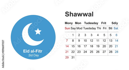Eid al-Fitr calendar page design.