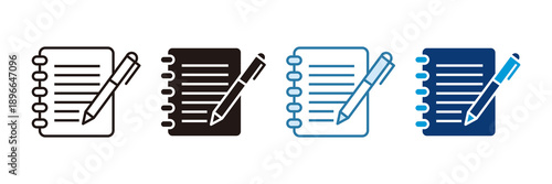 Notetaking Icon Set Multiple Style Collection