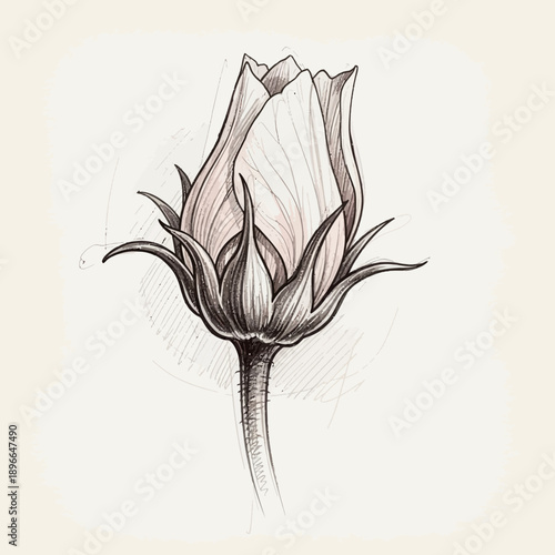 Pencil Sketch of a Rose Bud