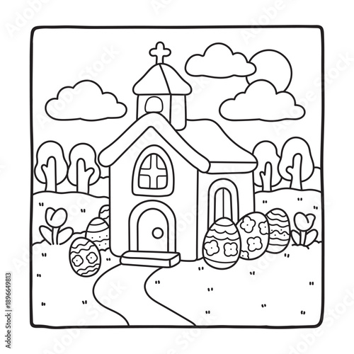 EASTER COLORING BOOK for KIDS, Easter Coloring Book For Kids, coloring page, bold and easy. line art, vector art,  Easter Coloring Kdp