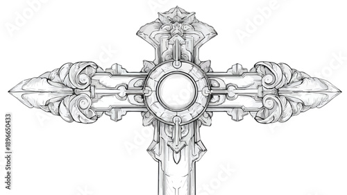 Elegant Christian Cross Design Concept Vector with Outline - Isolated