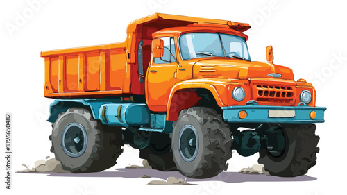 Vibrant Cartoon Truck on White Background for Kids Design