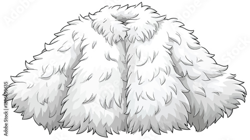Fluffy Coat Cartoon Style Vector Illustration