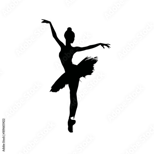Silhouette of a ballet dancer performing on pointe, illustration art