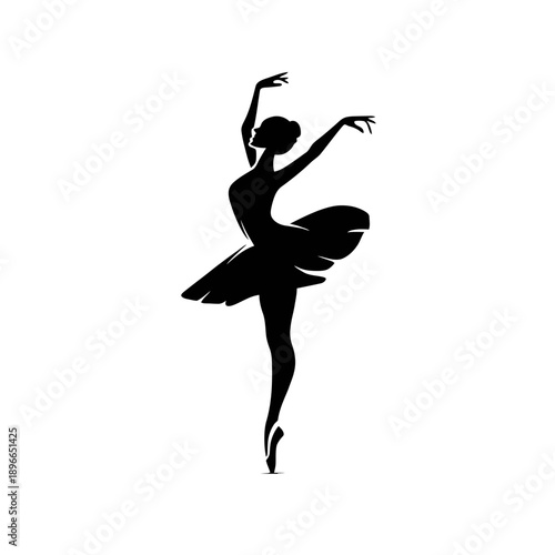 Ballet dancer on pointe in elegant pose, illustration of a ballerina in mid-performance