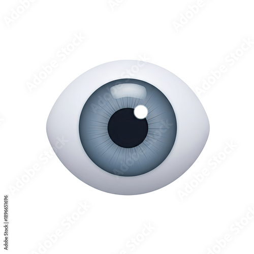 Realistic 3D Render of a Human Eye with Blue Iris on a White Background
