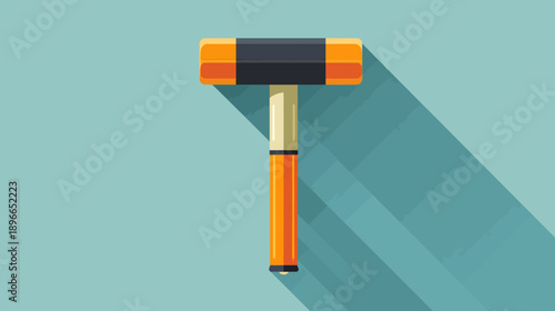 A modern, flat-design illustration of a razor with orange, black and beige color scheme