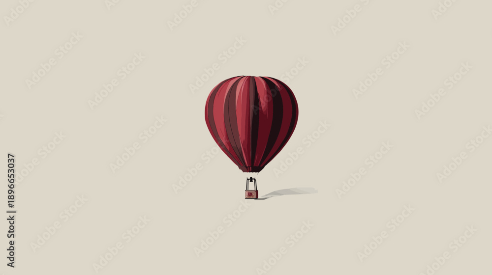 Obraz premium Digital art featuring a pixelated hot air balloon with burgundy and dark red stripes