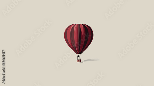 Digital art featuring a pixelated hot air balloon with burgundy and dark red stripes