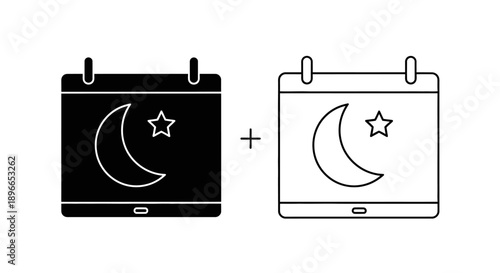Islamic calendar design moon star symbols Vector