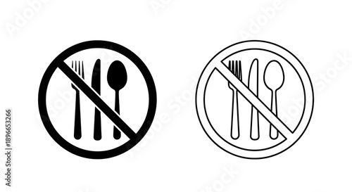 No utensils signage, prohibited symbol, cutlery ban Vector