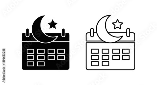 Calendar moon stars night sky design Vector