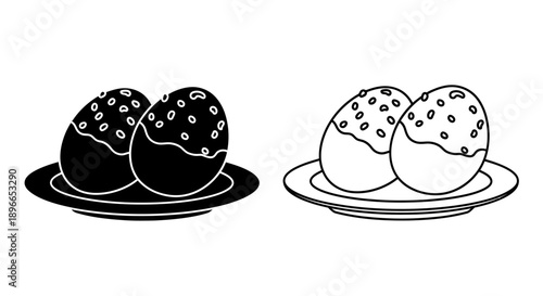 Delicious donuts chocolate glazed dessert treats Vector
