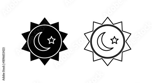 Islamic symbol moon star sun design Vector