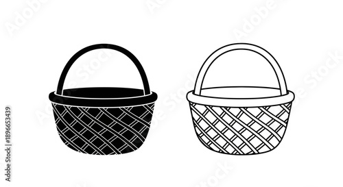 Black and white basket designs easter decorations Vector