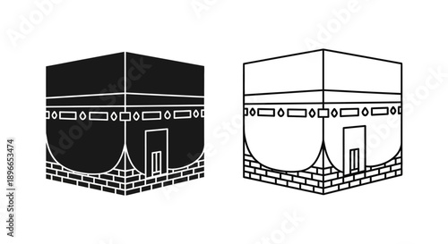 Kaaba mecca islamic mosque symbol black white Vector