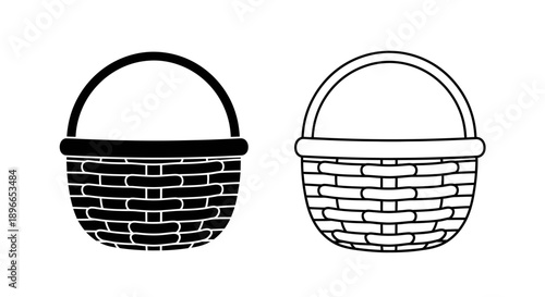 Handmade wicker baskets set easter decoration Vector