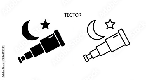 Telescope night sky star moon vector illustration Vector