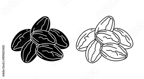 Black and white pistachio illustration Vector