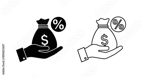 Money bag discount finance hand icon Vector