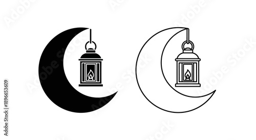 Ramadan lantern moon islam symbol Vector