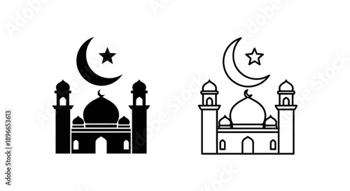 Islamic mosque symbols minimalist design Vector