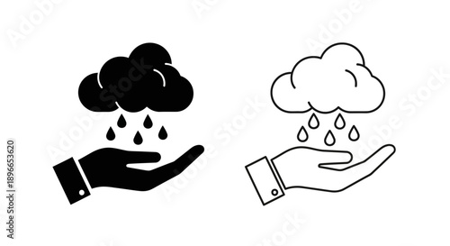 Rain cloud hand illustration weather icons Vector