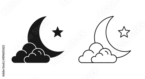 Moon cloud star night sky illustration Vector